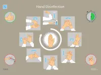 Schema che spiega come lavarsi le mani secondo lo standard tedesco DIN EN 1500