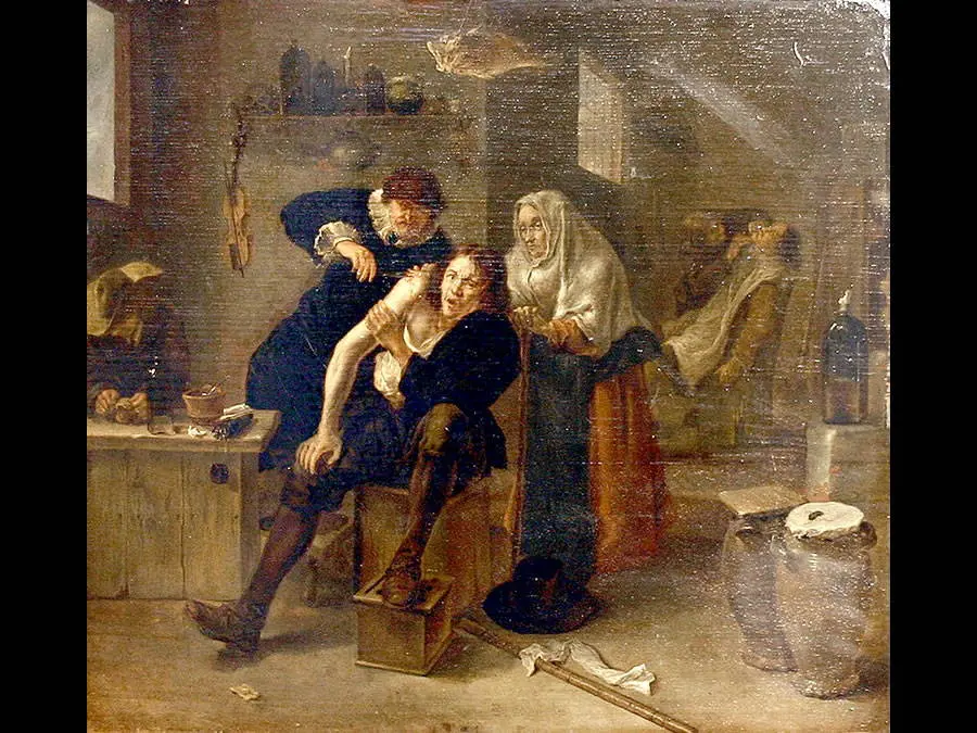 Sutura di una ferita minore presso un barbiere